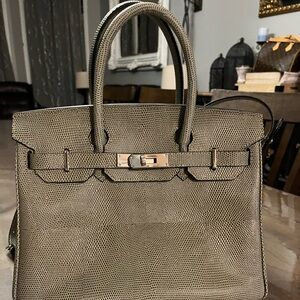 Lizard print bag 30cm in Sage green